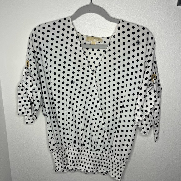 Michael Kors Tops - Michael Kors Women’s Black and White Boxy Blouse with Notched Collar